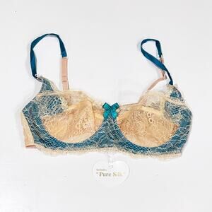 NEW Mimi Holliday 36B Bra Lace Lingerie Damaris Bridal Blue Sheer Underwire Bow